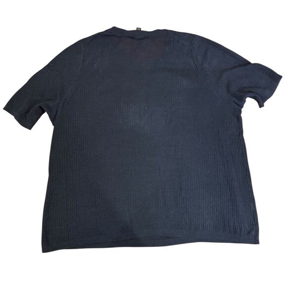 ANN TAYLOR Navy Blue Linen Short Sleeve Round Neck Pullover Sweater Women's XL - Picture 6 of 8